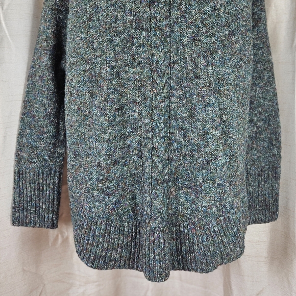 NWOT Jillian & Nicole green tweed cotton wool cowl neck sweater Womens Medium - Picture 5 of 8